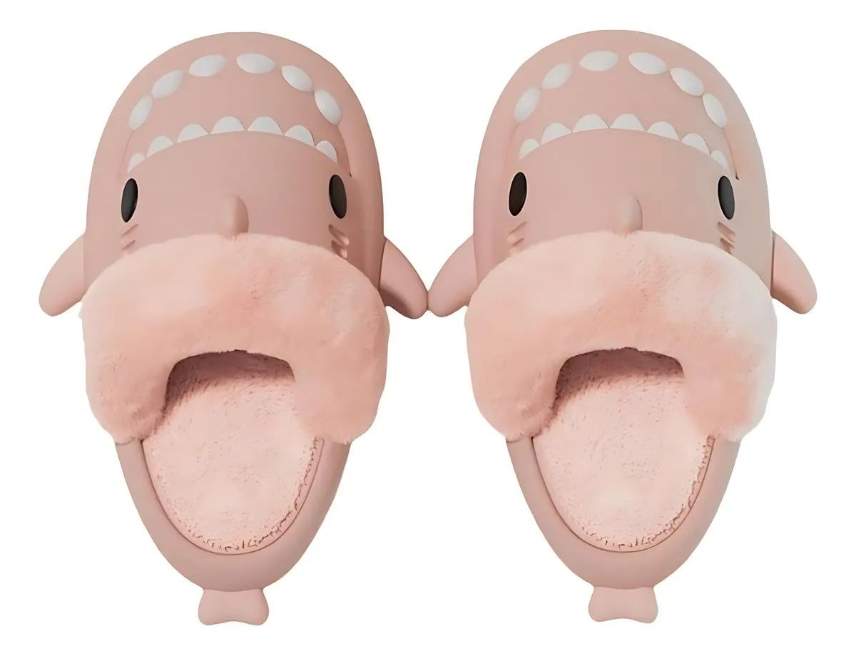 Shark Flat Fluffy Faux Fur Slippers
